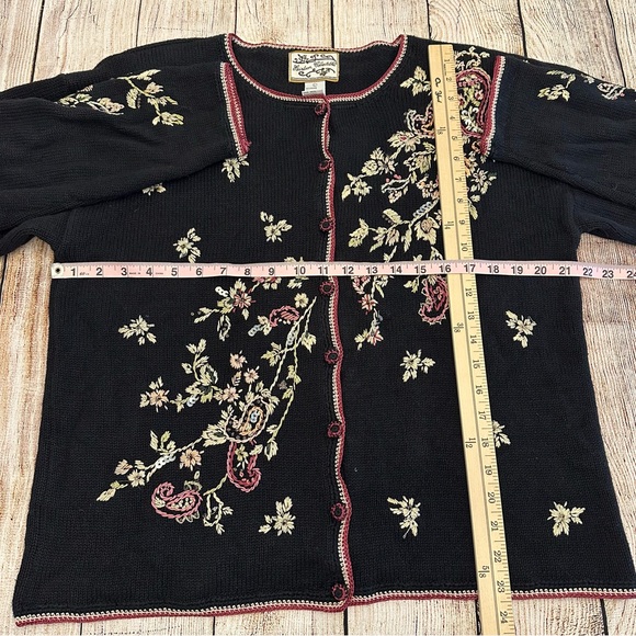 Vintage Heirloom Collectibles Embroidered Cardigan Large 90s Chunky Whimsigoth - Picture 6 of 8